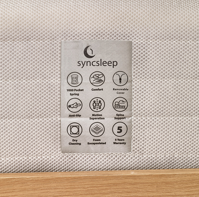 close up image of care instruction label on side of white fabric mattress