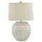 image cut out on white background of latticed ceramic white lamp