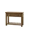image cut out on white background of dark oak console table with slatted undershelf