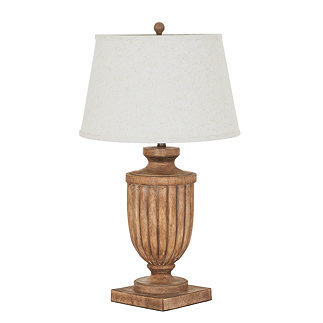 Tassora Table lamp in brown with edged linen shade