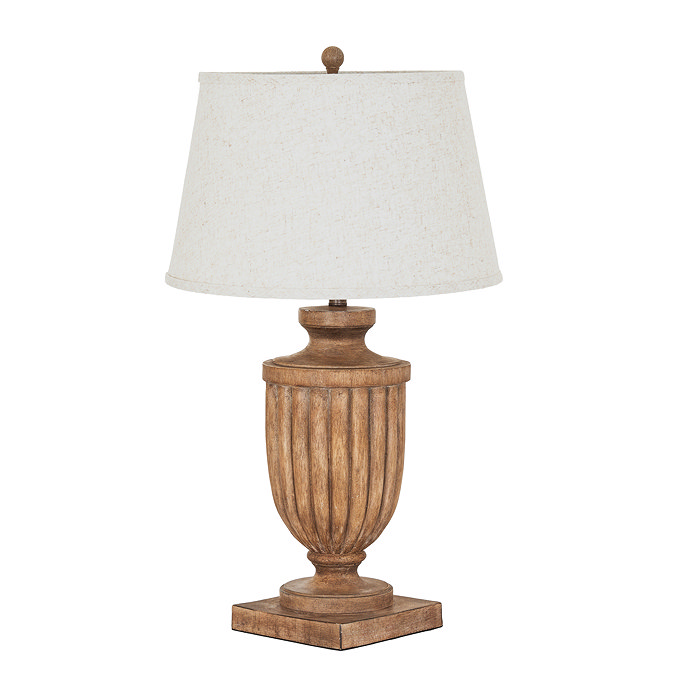 Tassora Table lamp in brown with edged linen shade
