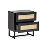 Taunton Black Bedside Table Open Drawers