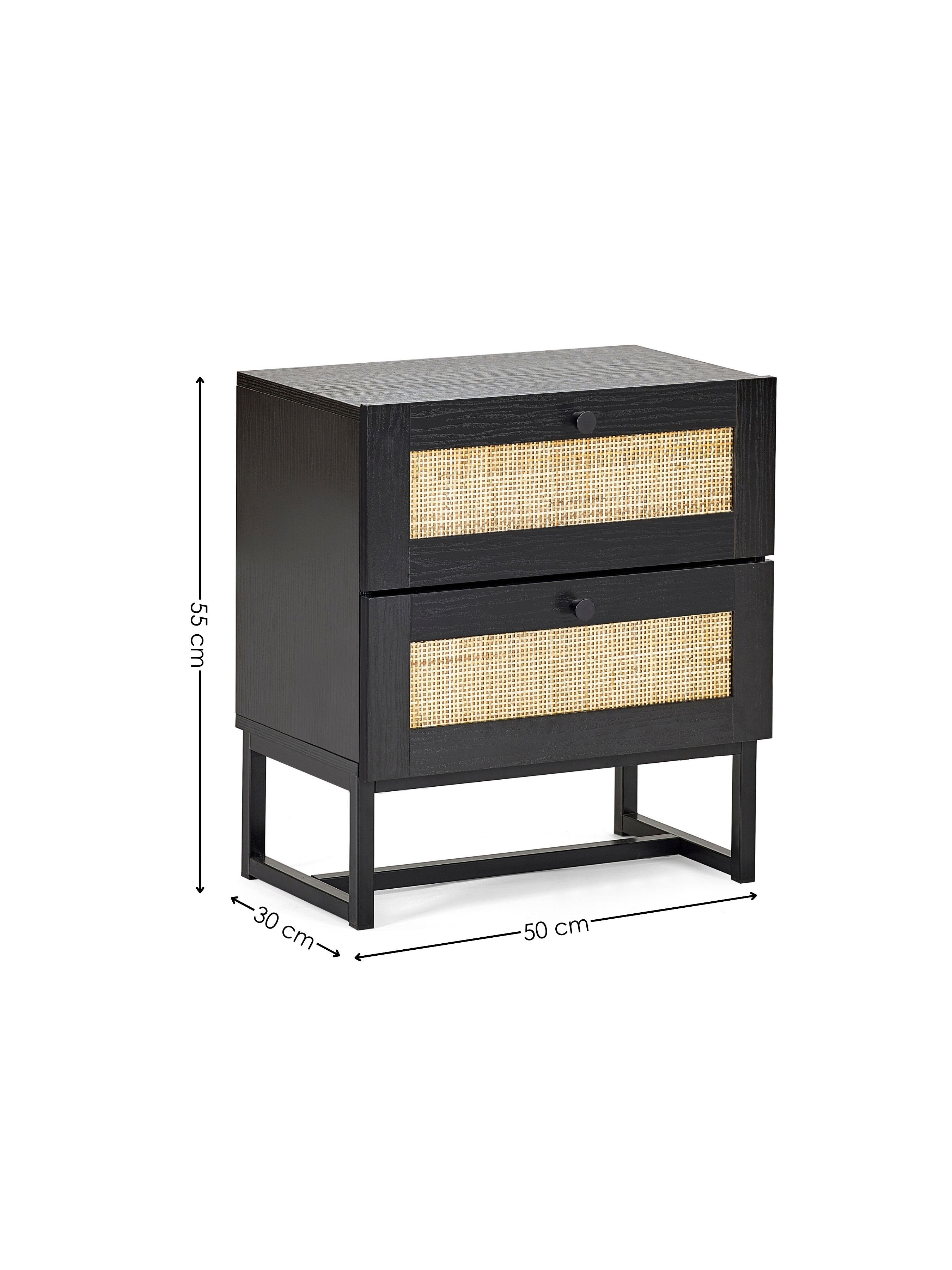Taunton Black Bedside Table Dims
