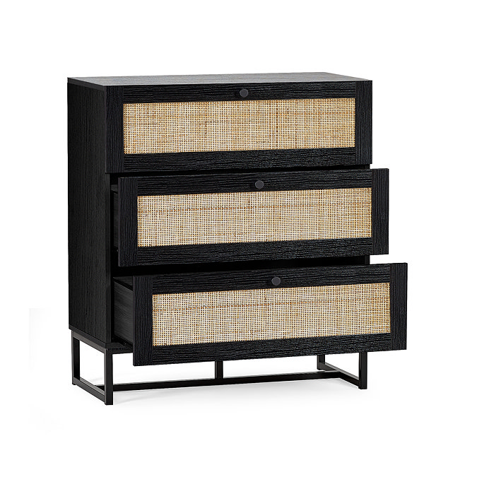 Taunton 3 Drawer Chest Black Open