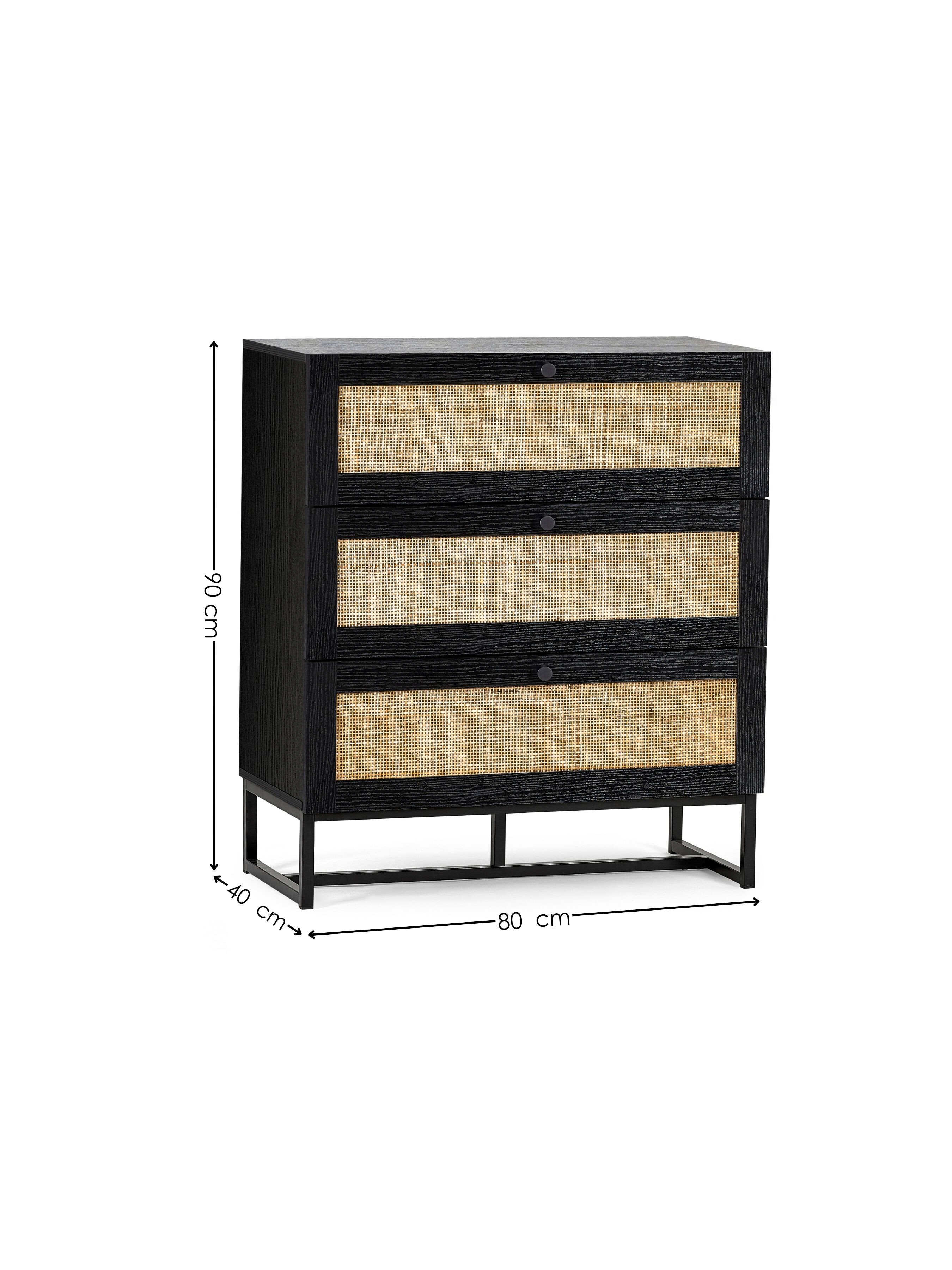 Taunton 3 Drawer Chest Black Dims