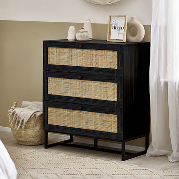 Taunton 3 Drawer Chest Black Open