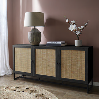 Taunton Wooden and Rattan Sideboard - Black main image