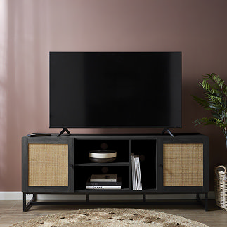 Taunton Wooden and Rattan TV Unit - Black main image