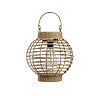image cut out on white background of natural coloured round table lantern with handle