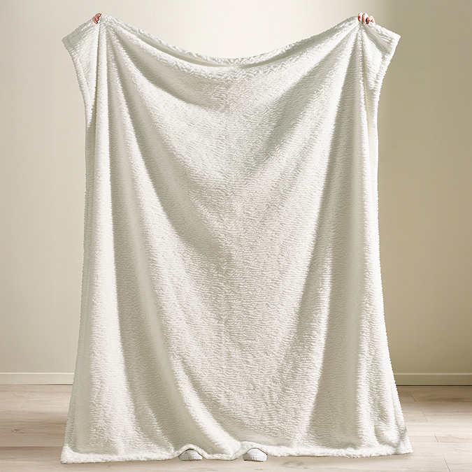textured wave faux fur throw image