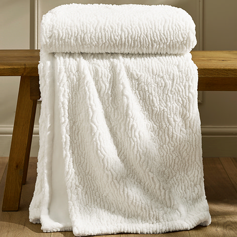 textured wave faux fur throw image