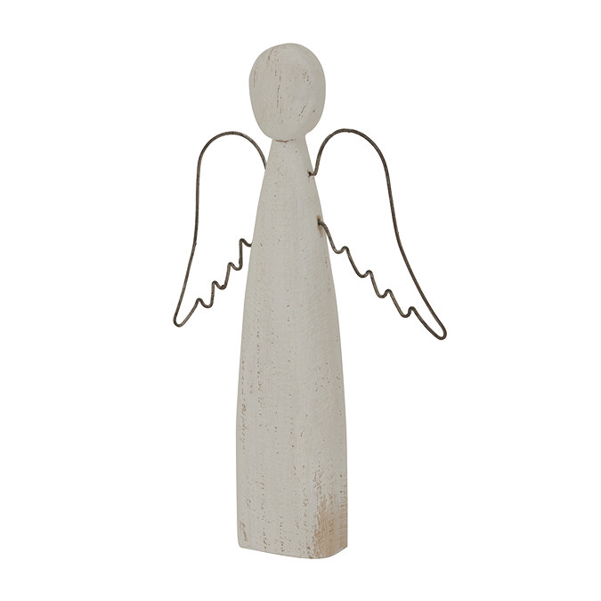 Tien rustic small standing angel whitewashed