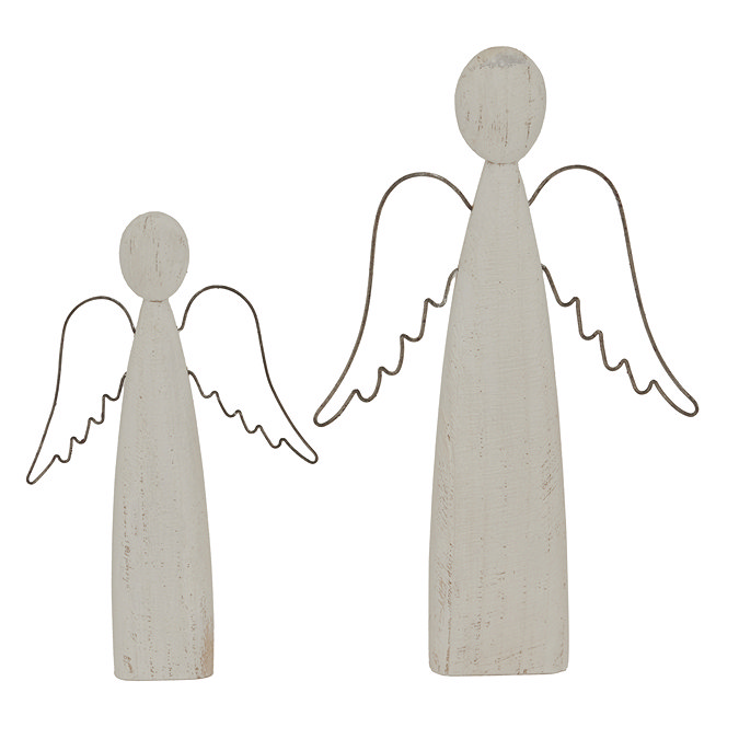 Tien rustic small standing angel whitewashed