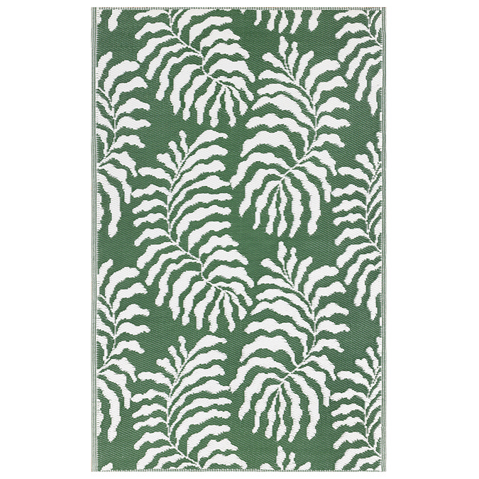 Tocorico outdoor rug in green and white on the floor image 3