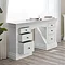 white pine dressing table with 3 drawers on each side, with the left three open to show drawer space