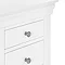 close up image of white pine dressing table drawers with silver knobs