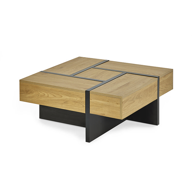 image cut out on white background of light oak cubed coffee table