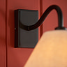 close up on matt black wall fixing of wall light