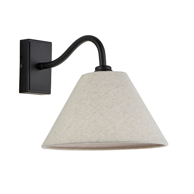 cut out image of conical wall light with matt black curved arm