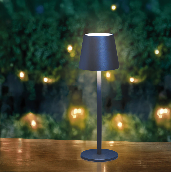 image of minimalist table lamp on outdoor table