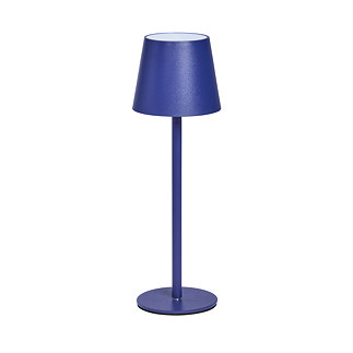 image cut out on background of navy blue sleek modern table lamp