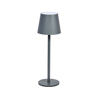 image cut out on white background of slate grey minimalist table lamp