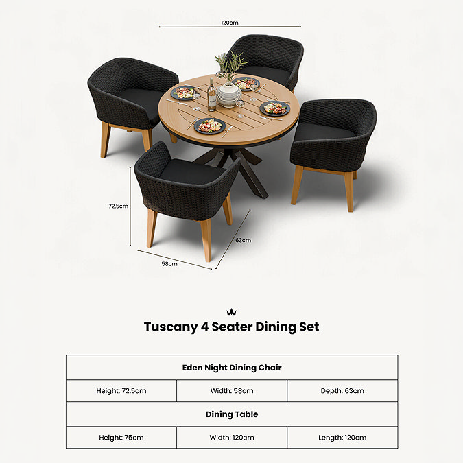 Tuscany 4-seater dining set