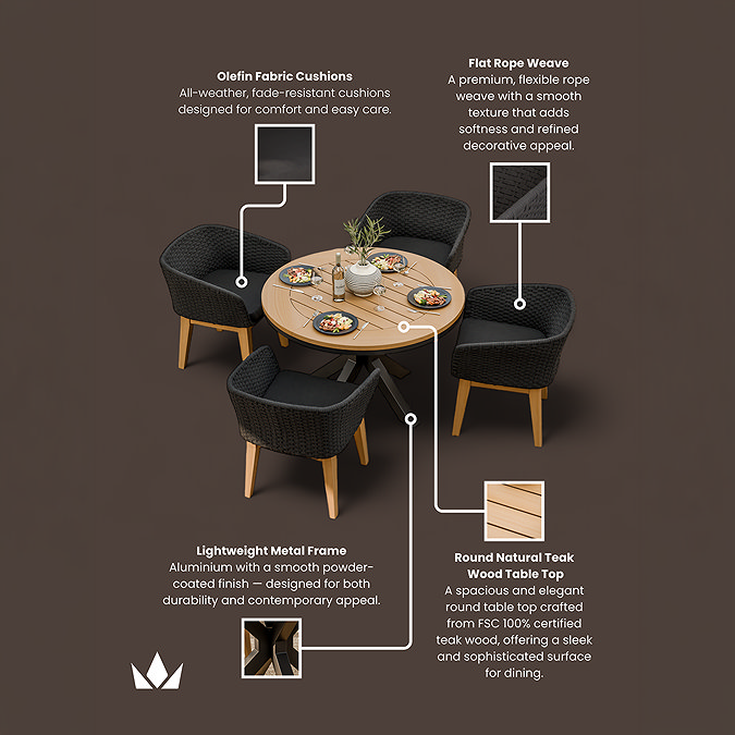 Tuscany 4-seater dining set