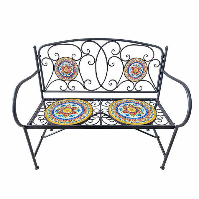image cut out on white background of mosaic bench