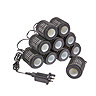 image cut out on white background of grey industrial lantern string lights