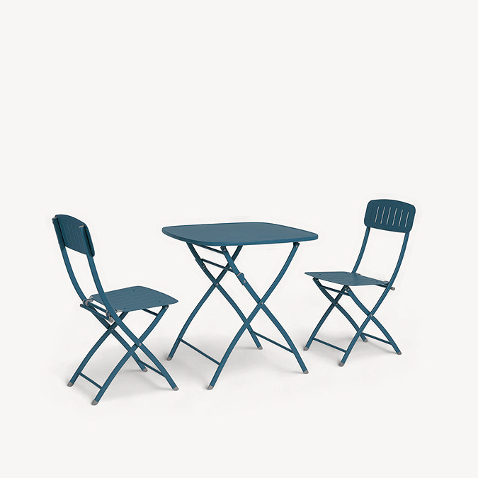 cur out image of painted blue steel bistro set