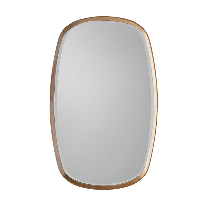 image cut out on white background of oval oak mirror