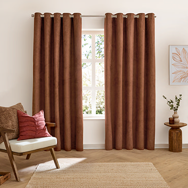 Verso Reversible Blackout Curtains in Cinnamon close up texture image