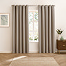 Verso Reversible Blackout Eyelet Curtains in Mocha over a window reverse side image