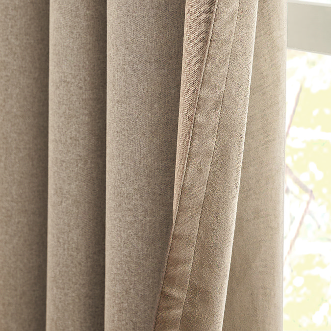 Verso Reversible Blackout Eyelet Curtains in Mocha close up texture reverse side image