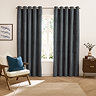 Verso Reversible Blackout Eyelet Curtains in Petrol over a window image