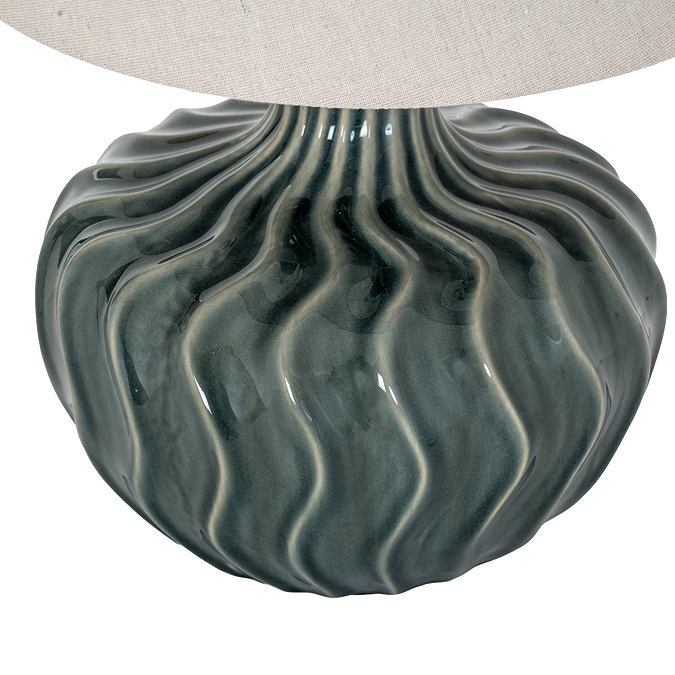 Veyla Table Lamp in Black & Grey with texture linen shade close up