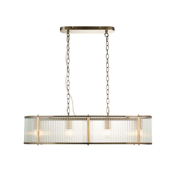 cut out image of four pendant light with ribbed glass