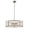 cut out image of 8 bulb pendant light with antique brass metalwork