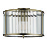 cut out image of clear ribbed glass pendant light with antique brass edges