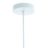close up image of white ceiling fixture of hanging light shade