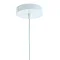 close up image of white ceiling fixture of hanging light shade