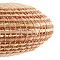close up image on side of woven rattan light shade in neutral and terracotta