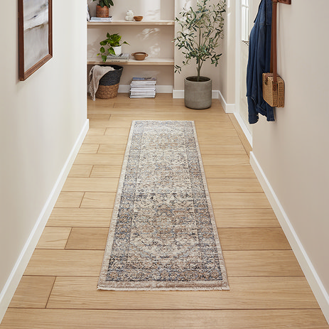 Vintage blue runner on floor image 1