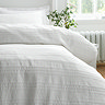 Waffle cotton stripe white on bed image 3