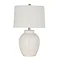 image cut out on white background of white ceramic lamp with basketweave detailing