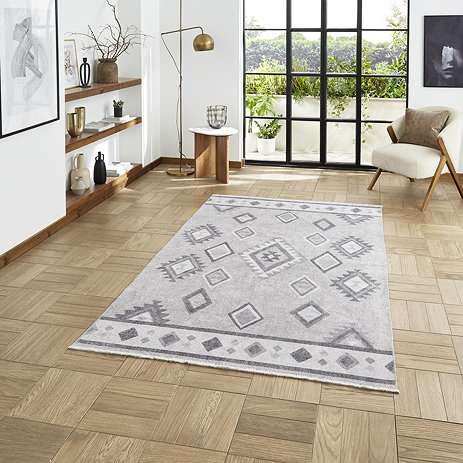 Whisper Grey Rug on floor image 1