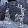 Snowman and Reindeer Lit Up at Front Door