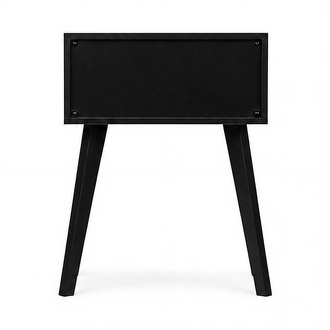 back facing cut out image of small black nightstand