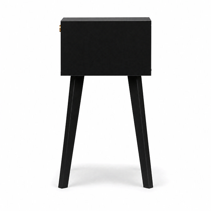 side on cut out image of small black nightstand